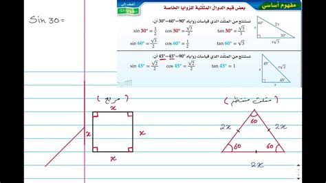 طريقة استنتاج المثلثات المشهورة 30 60 و 45 45 Youtube