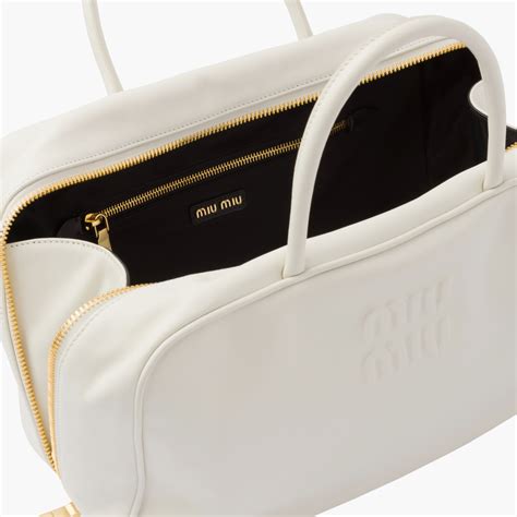 Weiss Henkeltasche Aus Leder Miu Miu