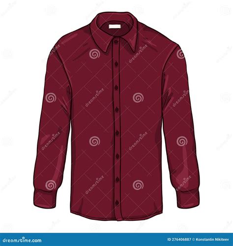 Vector Cartoon Long Sleeve Red Classic Men Shirt Stock Vector