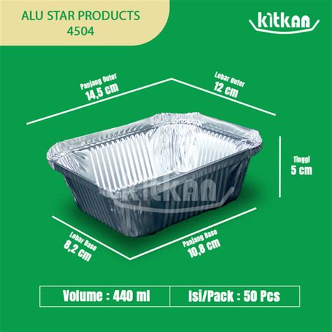 Jual Aluminium Foil Tray Wadah Cup Kue Kotak Persegi Panjang 4504 Non