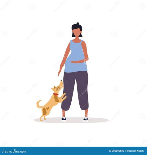 Pregnant Woman With Dog Stock Vector Illustration Of Modern 200000526