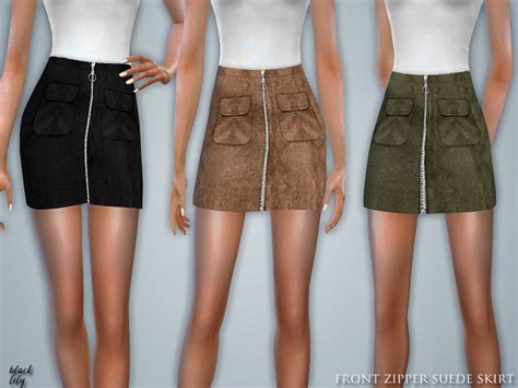 The Sims Resource Front Zipper Suede Skirt