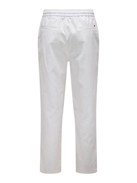 Only Sons Linus Loose Cot Linen Pants Bright White