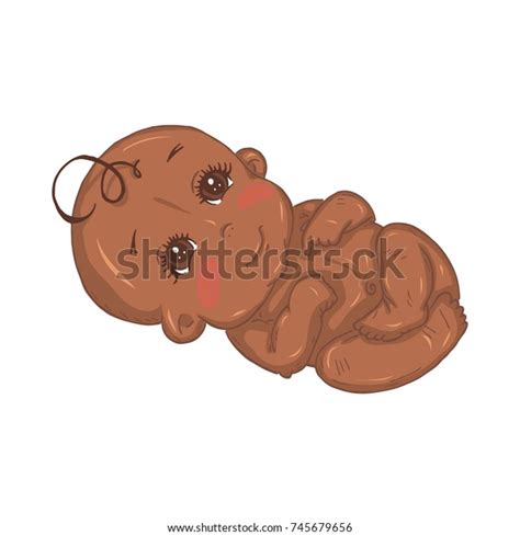 Illustration Naked African American Baby Cute Stock Vector Royalty Free 745679656
