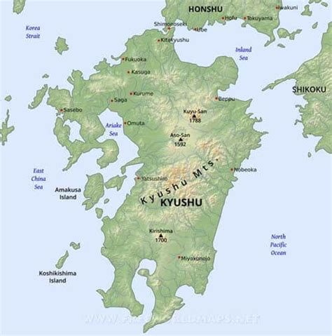 Kyushu Physical Map