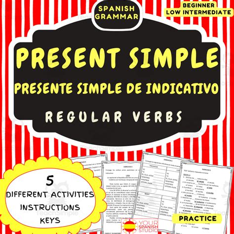 Spanish Present Simple Regular Verbs AR ER IR Worksheet Keys By