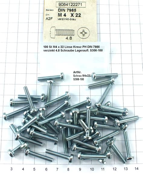 100 St M4 X 22 Linse Kreuz PH DIN 7985 Verzinkt 4 8 Schraube Lagerauf