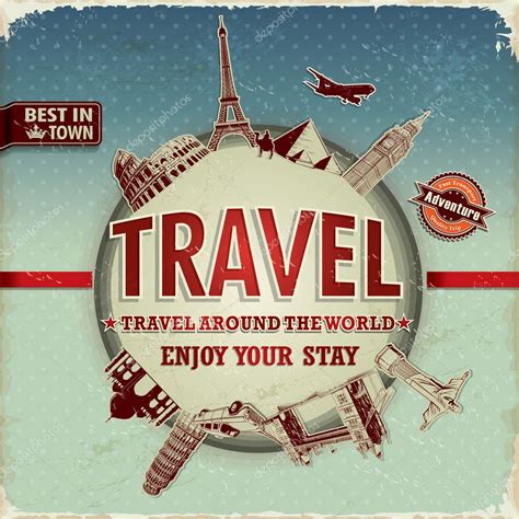 Vintage travel around the world poster — Stock Vector © Donnay #32888911