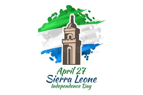 Independence Day Sierra Leone Waving Flag Ribbon Landscape Background ...