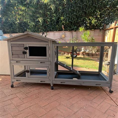 Buy Outdoor Rabbit Hutch Indoor Bunny House on Wheels Large Guinea Pig Cage with Run for Any ...