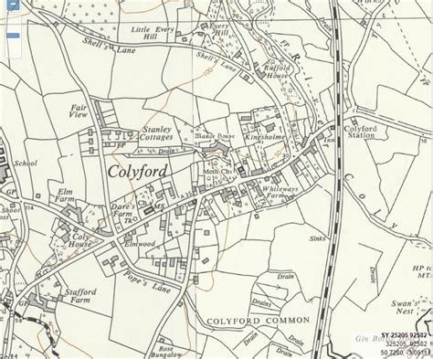 Old Map Of Colyford Village