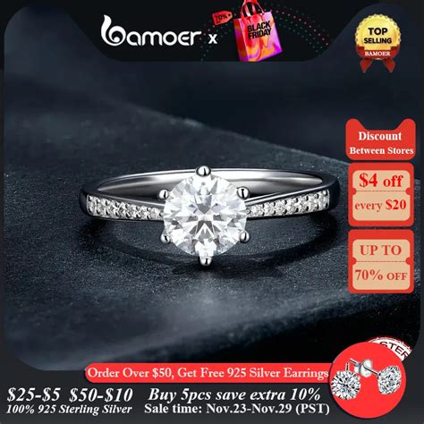 Bamoer 0 8ct D Cor Vvs1 Ex Moissanite Anel Para Mulheres 925 De