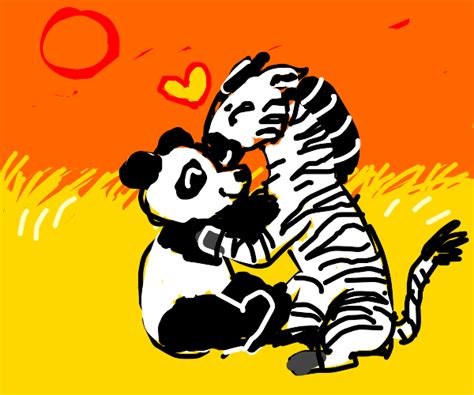 Panda Hugging A Zebra Drawception