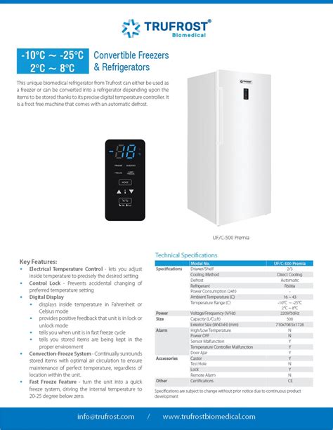 UF C 500 Premia Trufrost Biomedical