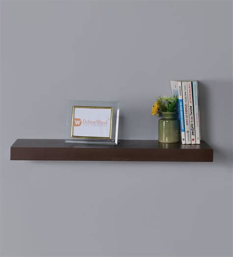 Buy Engineered Wood Floating Wall Shelf In Wenge Colour By DriftingWood