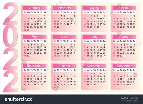 2022 Year Calendar Simple Clean Planner 库存矢量图（免版税）2107853108 Shutterstock