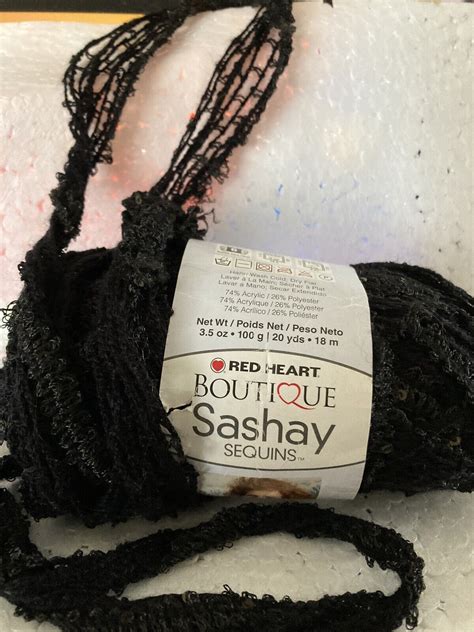 Red Heart Boutique Sashay Sequins Yarn Caviar New 3 5 Oz 20 Yd 6 Super