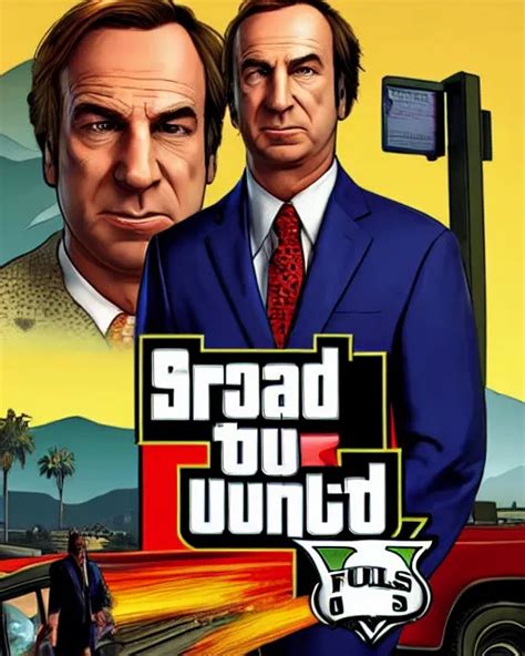 Saul Goodman In GTA V Cover Art By Stephen Bliss Stable Diffusion