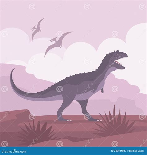 Ancient Pangolin Carnotaurus of the Jurassic Period Stock Vector