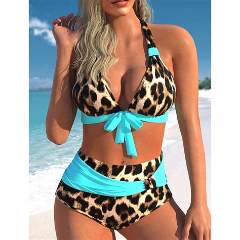 Women S Swimwear Bikini Normal Swimsuit 2 Piece Printing High Waisted
