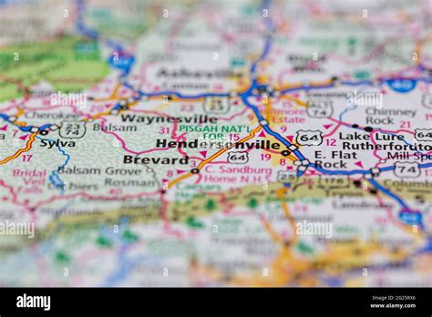 Hendersonville North Carolina USA shown on a Road map or Geography map ...