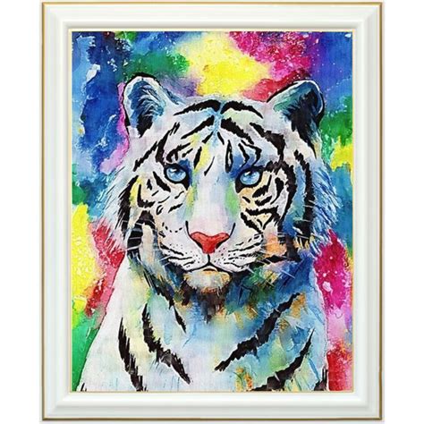 Broderie Diamant Peinture Tigre Blanc 40 X 50 Cm Lartera