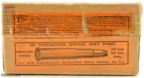Early 1920s Winchester 32 Win Special Ammo Box 20 Rounds