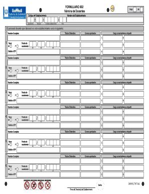 Completable En L Nea Formulario Nmina De Docentes Cdigo Del