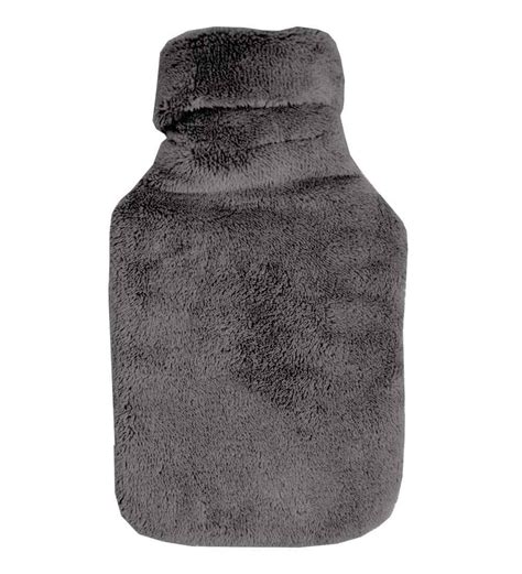 Hot Water Bottle Cover Fluffy Dark Grey Turtle Neck Fleece Made