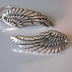 Silver Wing Earrings, Angel Wing Earrings, Fairy Wing, Metal Dangle and ...