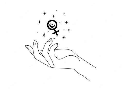 Premium Vector Female Gender Symbol Between Woman Hands Spiritual Mystical Symbol For Branding