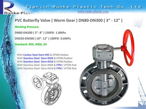 Pvc Butterfly Valve Worm Gear Tianjin Runke Plastic Tech Co Ltd