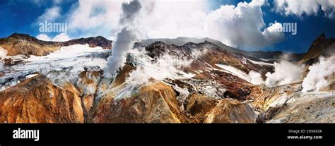 Active Volcanic Crater Mutnovsky Volcano Kamchatka Stock Photo Alamy