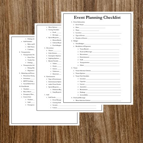 Event Planning Checklist Form Perfect For Organizing Your Next Big