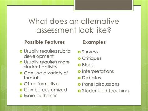 Experimenting with Alternative Assessments