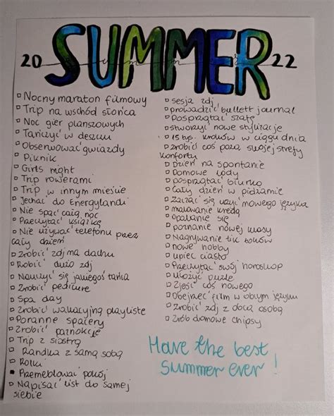 Summer Bucket Lists Journal