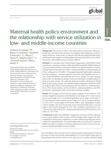 Maternal Health Policy Environment And The Relationship With Service