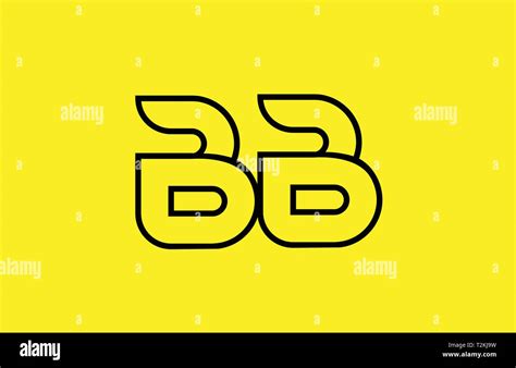 Yellow Black Line Alphabet Letter Bb B B Logo Combination Icon For A