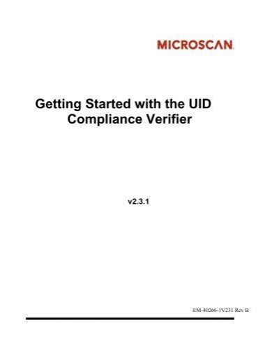 Getting Started With Your UID Compliance Verifier Microscan