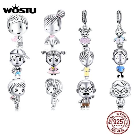 WOSTU Abalorios Familiares De Plata De Ley 925 Accesorio Original Para