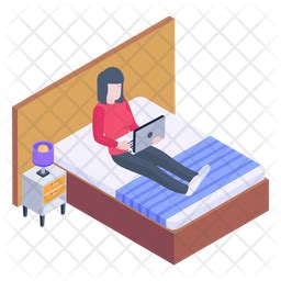 Hotel Room Icon - Download in Isometric Style