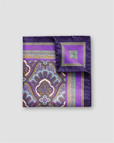 Purple Paisley Print Pocket Square - Eton