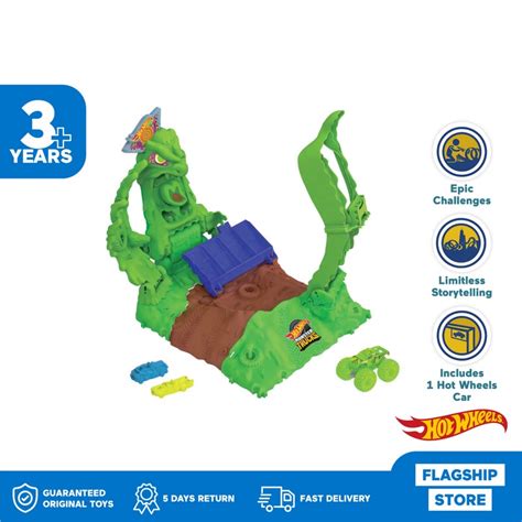 Jual Hot Wheels Monster Truck Glow In The Dark Gunkster Ooze Battle Playset Trek Mobil Balap
