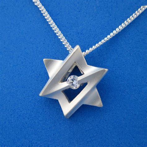 Star Of David Sterling Silver Magen David With Cz Galaxtica Jewish