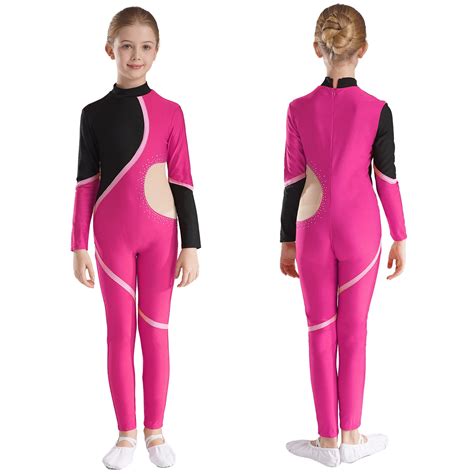 Renvena Kids Girls Long Sleeve Full Body Gymnastics Leotard Turtleneck