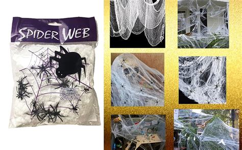 SIMPLEWORD Cotton 1000sqft Fake Spider Web With 10 Spiders For