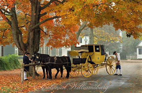 Yellow Carriage In Fall At Colonial Williamsburg Photo By David M