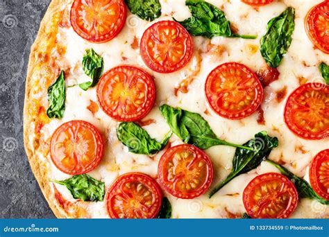 Pizza Margherita With Mozzarella Cheese Basil And Tomatoes Traditional