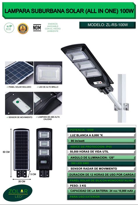 Lámpara Suburbana Solar ZL RS 100W incluye Tubo Lámparas Solares