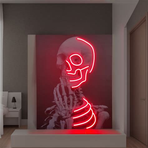 Skeleton Neon Sign Red Led Signs Acrylic Artwork Shineneon